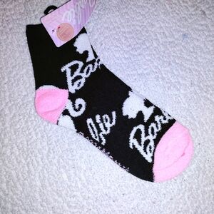 Barbie Black and Pink Fuzzy Socks
